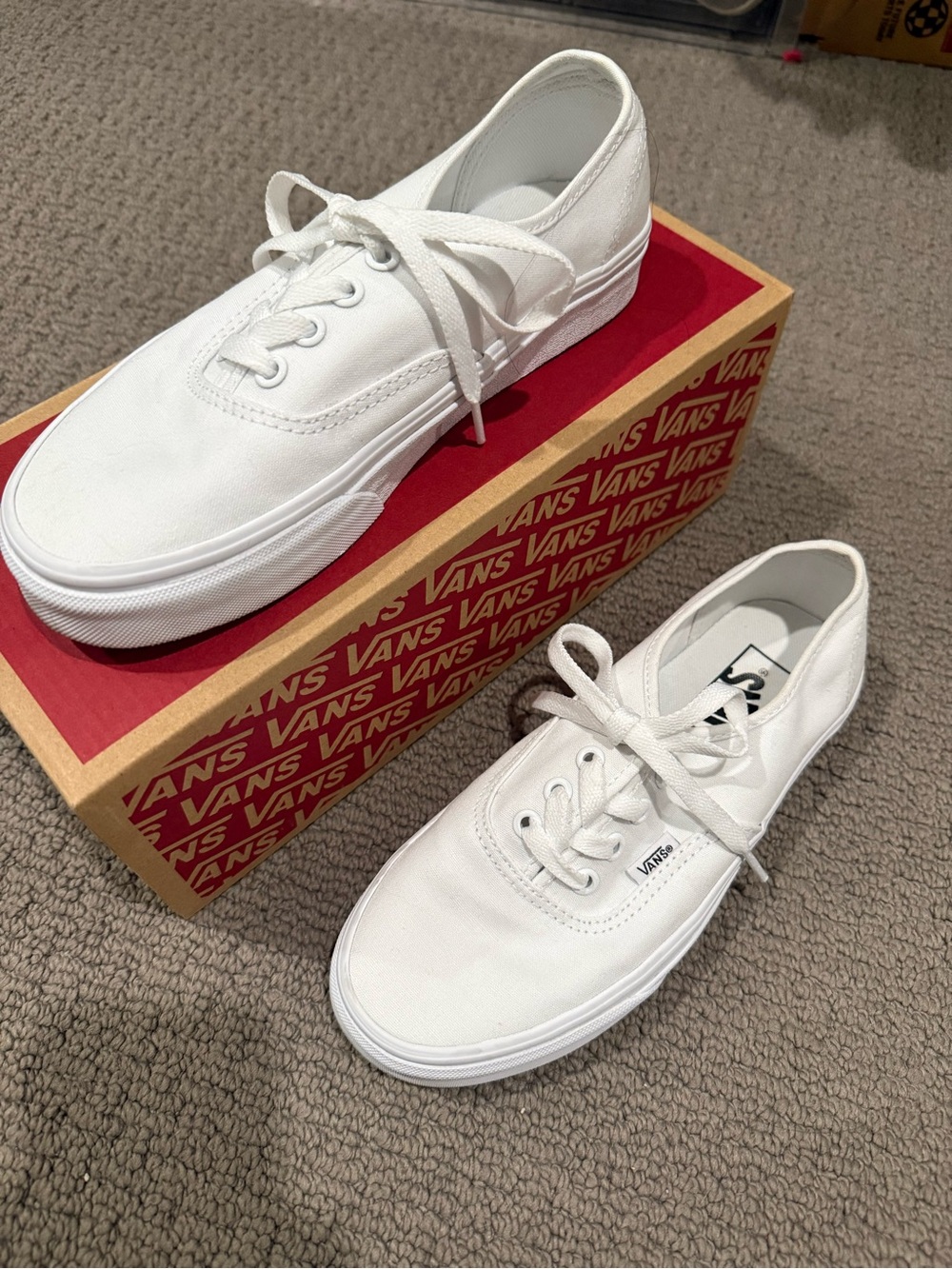 Vans White Canvas Low-Top Sneakers, Worn Once, Size 7